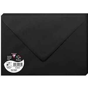 Clairefontaine 5832C – verpakking met 20 enveloppen, formaat C5, 16,2 x 22,9 cm – 120 g/m², kleur: zwart – uitnodiging en briefwisseling – pollen-serie – premium papier glad