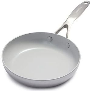 GreenPan Venice Pro Tri-Ply braadpan 20 cm van roestvrij staal met antiaanbaklaag, gezond van keramiek, PFAS-vrij, geschikt voor inductie, vaatwasmachinebestendig en ovenvast (zilver)