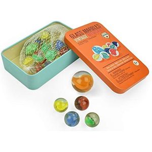 Legami - Glazen ballen, marmerglas, bevat 20 ballen en 1 kaart, vintage memories, voor gebruik op elk oppervlak, diameter ballen 1,7 cm, kaartdiameter 2,5 cm