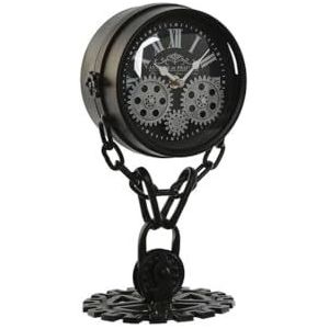 Home ESPRIT Horloge de table Noir Argent Métal Cristal 18 x 17 x 33 cm