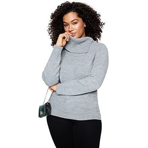 Trendyol Blazer en tricot à col rabattu pour femme, Gris mélangé, 4XL grande taille