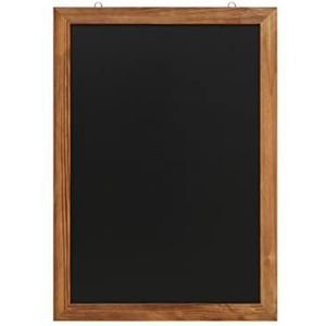EUROPEL Krijtbord, leisteen, 50 x 70 cm, frame van gelakt grenenhout, natuur, melamine gelaagd bord, voor vloeibare krijtmarkers, wandbevestiging, horizontaal of verticaal gebruik, bruin 356222
