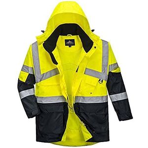 Portwest S760 tweekleurige ademende jas met hoge zichtbaarheid, geel/marineblauw, maat XS