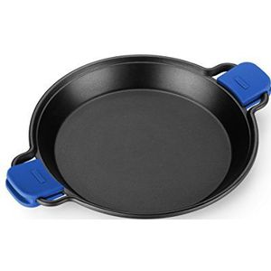 Monix Paella-pan van gegoten aluminium, 36 cm, anti-aanbaklaag, blauwe siliconen handgrepen, geschikt voor koken en verwarmen