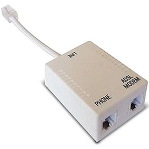 Waytex 39309 ADSL-Filter RJ45 op kabel, 2 x RJ11, 0,10 m, beige