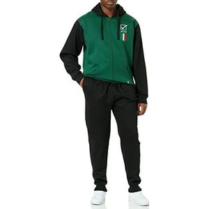 GIVOVA Trainingspak Italië 101 met capuchon voor heren, sweatshirt, groen/zwart, XXS, Groen/Zwart