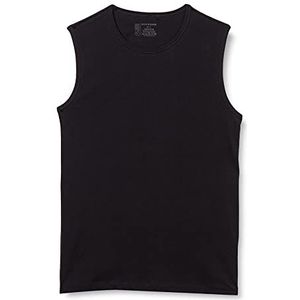 Schiesser Onderhemd voor heren, verpakking van 2 stuks, biologisch katoen, wijde schouder 95/5, zwart.