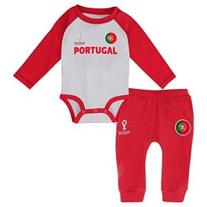 FIFA Rompertje met lange mouwen en broek, voor Portugal, rood, 12 maanden