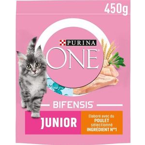 Purina One Chat Junior droogvoer voor kittens, kip/volle granen, 450 g, 10 stuks