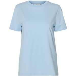 Selected Femme Slfmyessential Ss Noos T-shirt met ronde hals voor dames, Hemelsblauw