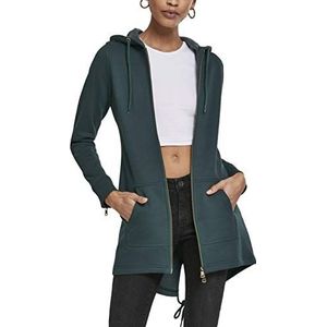 URBAN CLASSICS Sweatshirt met capuchon met ritssluiting, lang, parka-stijl, voor dames, lange ritssluiting, verkrijgbaar in verschillende kleuren. Maten: XS - 5XL