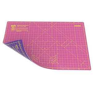 ANSIO Zelfherstellende snijmat, A3, dubbelzijdig, 5-laags, quilten, naaien, scrapbooking, stof en papier - Imperial/metrisch 42 cm x 27 cm - super roze/koningsviolet