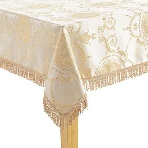 Violet Linen Prestige damast tafelkleed, 152 x 259 cm, beige