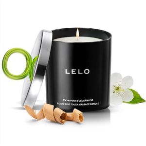 LELO Flickering Touch Massagekaars – bodem van een sensuele massageolie – geurkaars Snow Pear & Cedarwood Scent