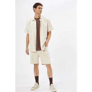 Koton Bermuda en coton pour homme avec poches boutonnées, Ecru (002), 33