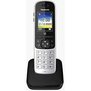 Panasonic KX-TGH710 draadloze telefoon, kleurendisplay, handsfree, volumeregeling, schokbestendig, stoort niet, Eco Mode Plus, elegant minimalistisch ontwerp, zilver