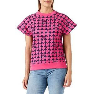 Love Moschino Comfort Fit Sweatshirt met korte mouwen voor dames, Blauw - Fuchsia
