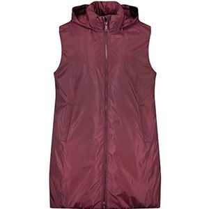 Samoon Dames lang vest met capuchon mouwloos outdoor effen donkere kers., 56, Dark Cherry