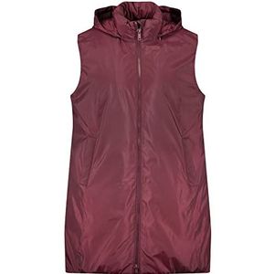 Samoon Dark Cherry Lang vest voor dames, met capuchon, mouwloos, outdoor vest met capuchon, effen, 52, Dark Cherry