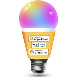 Refoss Slimme wifi-gloeilamp, E27 slimme ledlamp, Smart Bulb compatibel met Apple HomeKit, Siri, Alexa en Google Home, 9 W, 810 lm, 2700 K-6500 K, RGBWW, dimbaar, meerkleurig (komt overeen met 60 W),