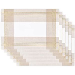 Deco Mex HZ78562013345 placemat Lavonnon, 33 x 45 cm, set van 6, wit/beige