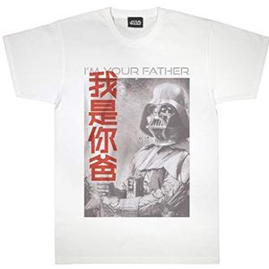 Star Wars T-shirt voor heren met ronde hals, bedrukt, Darth Vader I'm Your Father, 100% katoen, officieel product, maten S - 5XL, Weiss