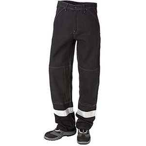 JAK Workwear 12-12001-051-092-90 model 12001 EN ISO 1149-5 antiflame werkbroek, zwart/grijs, EU 52/92 maat, 90 cm staplengte, Zwart/Grijs