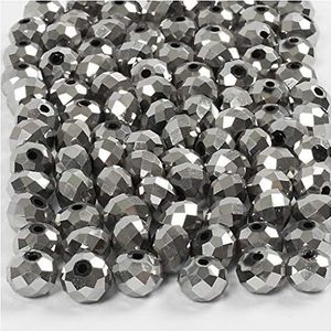 Creativ Company Faceted Beads, 5 x 6 mm, metallic grijs, 100 stuks