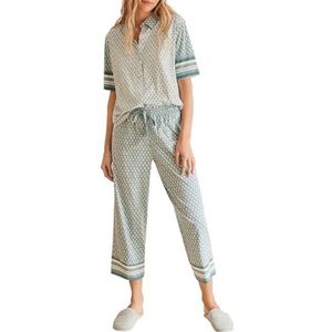 Women'secret Dagelijkse Aquamarijn Pyjama met korte mouwen voor dames, Blauwe print