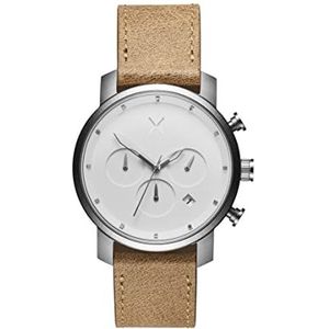 MVMT Herenhorloge analoog kwarts met lederen band D-MC02, Bruin/Zwart, riem