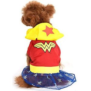 DC Comics Wonder Woman hondenkostuum maat M | superhelden-kostuum voor honden | Wonder Woman rood, geel en blauw Halloween kostuum voor middelgrote honden | zie maattabel voor meer informatie
