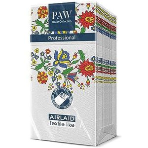 PAW Papieren servet - Airlaid (1/8 zak) I Bloemen, Folkloristisch I Verjaardag, Bruiloft, Doop I Stofstructuur I Kleur: Folk Flowers