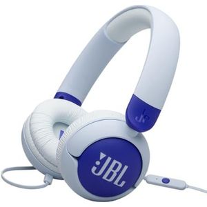 JBL Junior 320, bekabelde over-ear hoofdtelefoon voor kinderen, met geïntegreerde microfoon, JBL Safe Sound, volume tot 85 dB, comfortabele oorkussens, JBL stickerset, opvouwbaar design, blauw