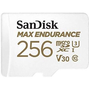 SanDisk Max Endurance 256 GB microSDHC-kaart SD-adapter, voor thuis- of dashcam-videobewaking, 120.000 uur opnametijd