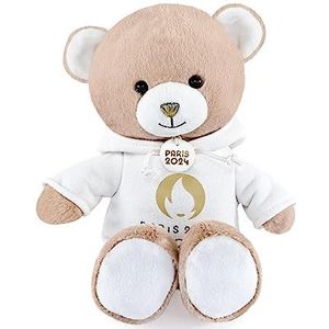 Doudou et Compagnie - Licentie JO Parijs 2024 Olympische Spelen en Paralympicknickbeer 2024 - Beige beer hoodie wit, JO2445, 25 cm