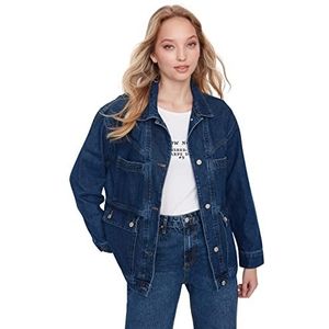 TRENDYOL Veste en denim ordinaire basique pour femme, bleu marine, M