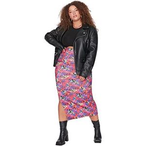 Trendyol Jupe crayon midi moulante en tricot pour femme, Multicolore, 5XL grande taille