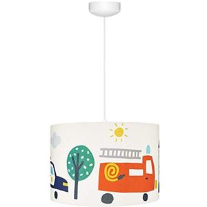 Lamps & Company Plafondlamp voor de kinderkamer met auto, meerkleurig, ideaal voor de decoratie van kinderkamer, jongens en babykamer, ronde decoratie, plafondlamp met een diameter van 35 cm