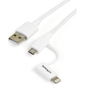 StarTech.com Lightning-kabel 8-pins of micro-USB naar USB-kabel, 1 m, wit