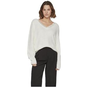 Vila Vilou Rev V-hals L/S Lace Top Noos Damestrui, Witte Alyssum