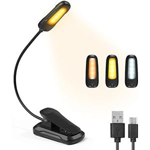 Diboniur, Klemlicht, 9 leds, 3 modi met oplaadbare USB-lamp, 360 graden, flexibele clip voor het lezen van boeken in bed, reizen, noodgevallen