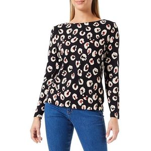 S.Oliver Fijngebreide Jersey Top met All Over Print Zwart/Ecru/Rood