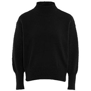 myMo Pull vintage en tricot à col roulé pour femme - En polyester - Noir - Taille XS/S, Noir, XS