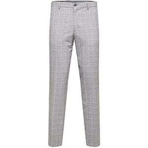 SELETED HOMME Slhslim-liam Lt Grey Chk Trs Flex B Noos Herenbroek, Lichtgrijs/ruit: grijs