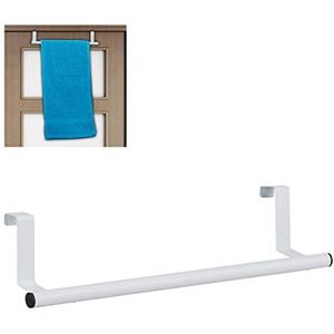 Relaxdays handdoekhouder deur - roestvrij staal - handdoekrek kastje - handdoekdrager - wit