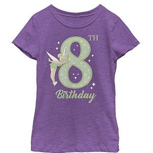 Disney Tinker Bell Tink 8e Birthday Girl's Heather Crew Tee, Violet, XS, Paars.