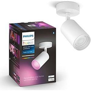 Philips Hue Fugato Opbouwspot 1-Lichts - Duurzame LED Verlichting - Wit en Gekleurd Licht - Dimbaar - Verbind met Bluetooth of Hue Bridge - Werkt met Alexa en Google Home - Wit