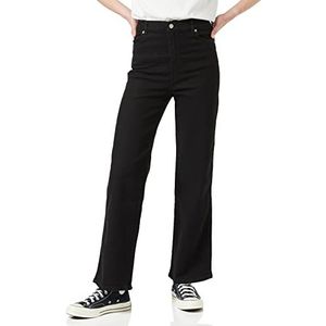 Dr. Denim Moxy Straight Jeans Dames, Solid Black, XS / 32L, Zwart