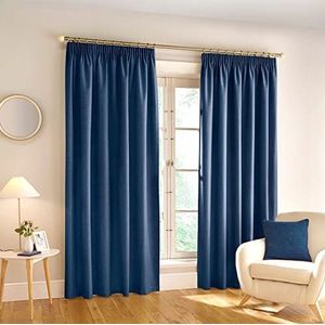 Enhanced Living Harvard 100% verduisterende linnen gordijnen met thermische strips voor woonkamer en slaapkamer, marineblauw, 168 x 229 cm