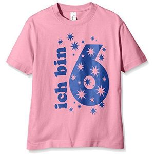 Coole-Fun-T-Shirts Roze T-Shirt voor meisjes, One Size (Fabrikant maat:104 cm/5-6 Jaren), roze (pink-navy)